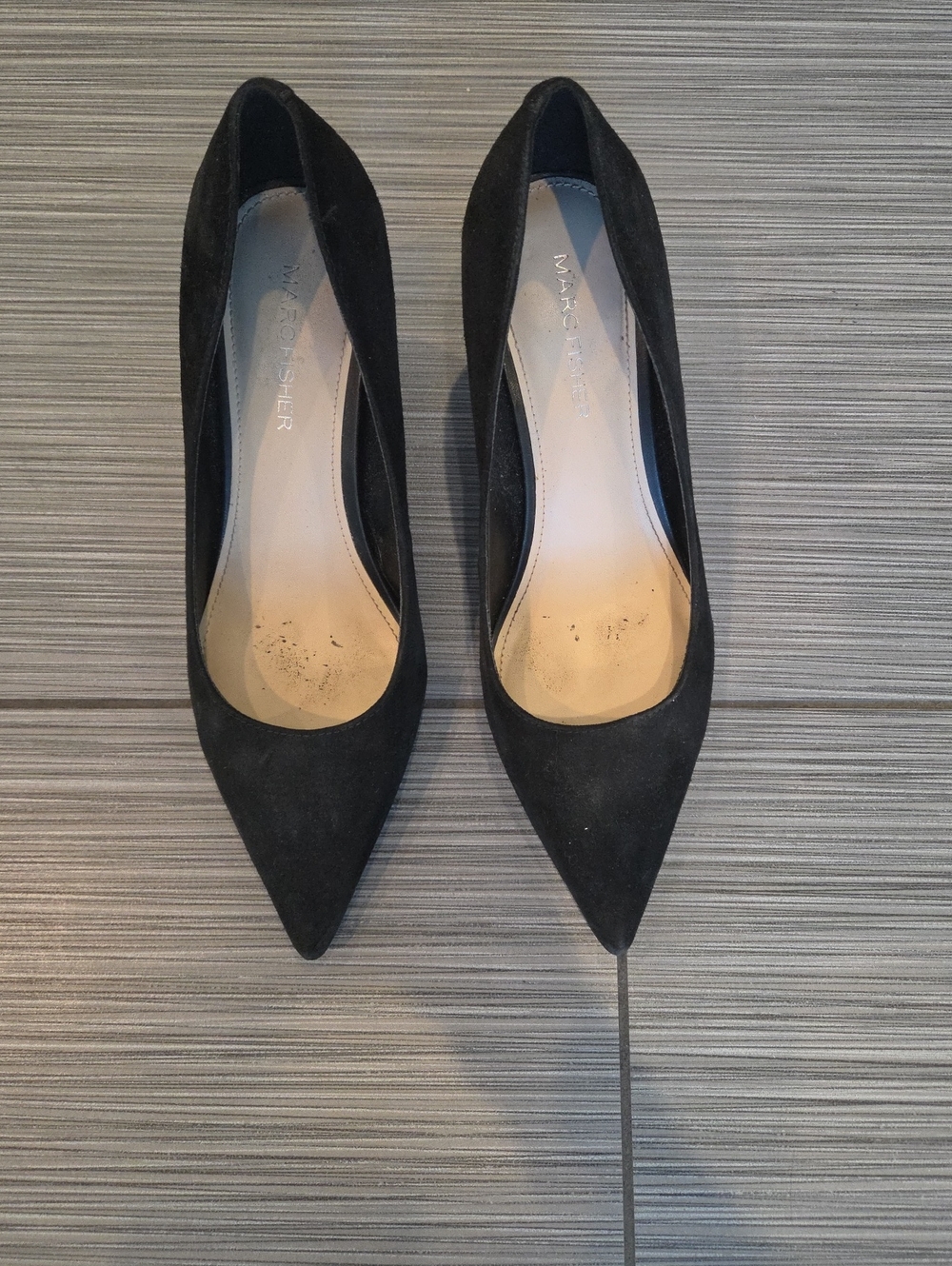 Marc Fisher Black Pointed-Toe Suede Pumps
